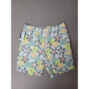 Blue Crown Paradise Daisies Swim Shorts Mens 7 Inch Swim Trunks Size Small